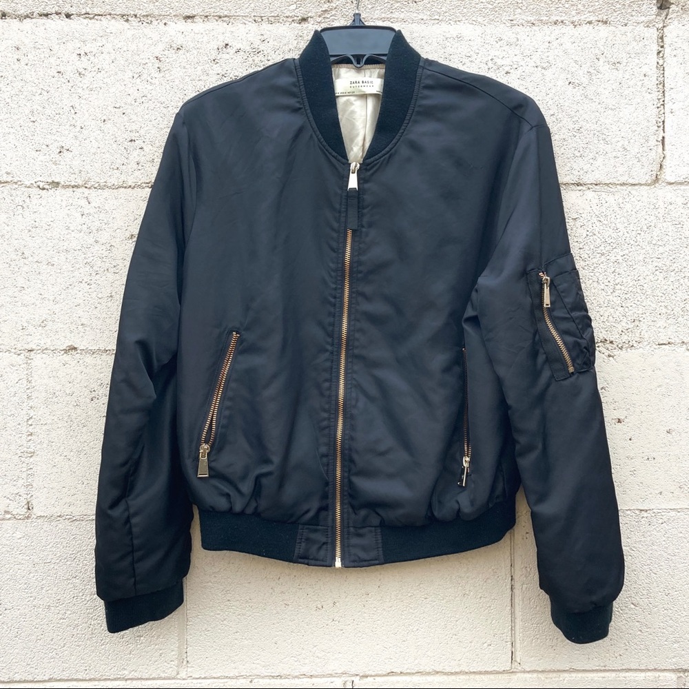 Zara Black Bomber Jacket